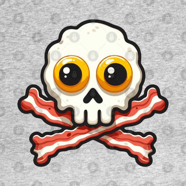 Bacon and Eggs Skull - Jolly Roger by DavesTees